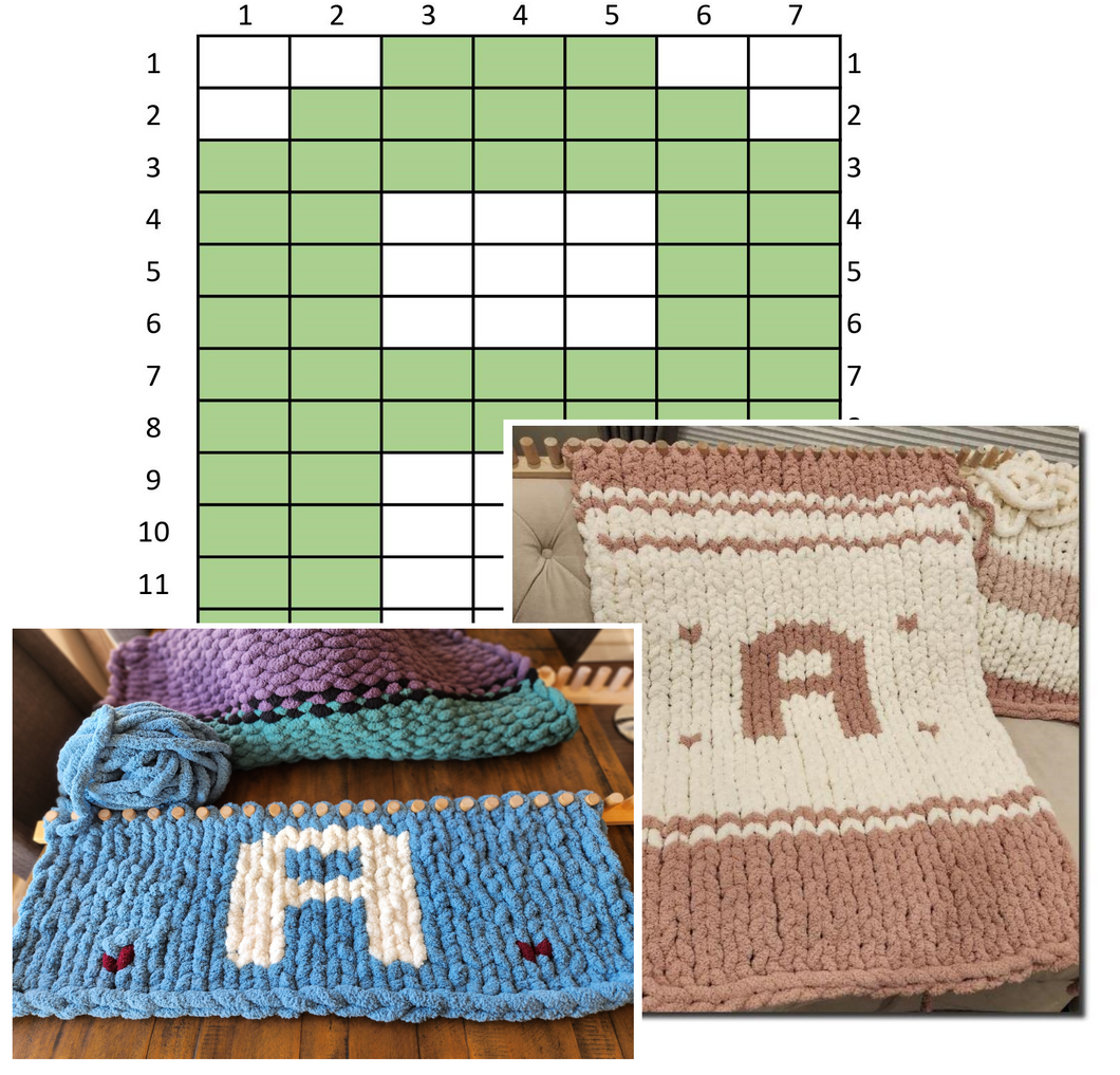 Personalize your Chunky Knit Blankets - Complete Graph Kit  NO LOOM INCLUDED - NO VIDEOS