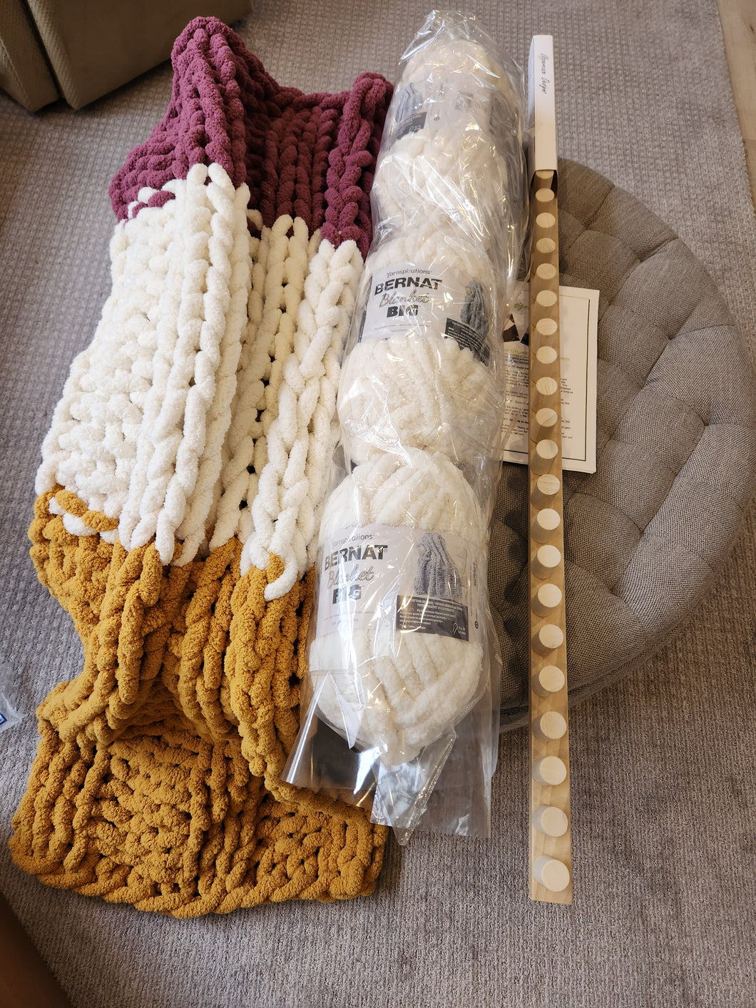 KIT - Standard Size Chunky Blanket Loom- NO EXPERIENCE - Beginner Level - Uppercase Designs in Wood - 1-888-860-7735